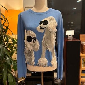 Alice+Olivia baby blue Sweater with Poodle Design